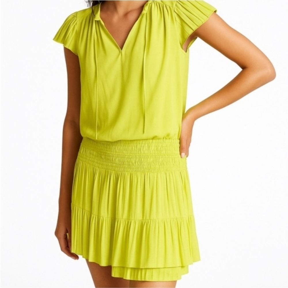 Current Air Zoey Pleated Mini Dress Bold Yellow Size Small Anthropologie